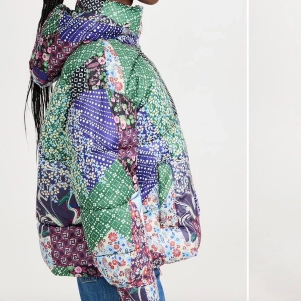 AVEC LES FILLES Thermal Puffer Jacket in Multi Patchwork - Size L Large NWT - Picture 4 of 12